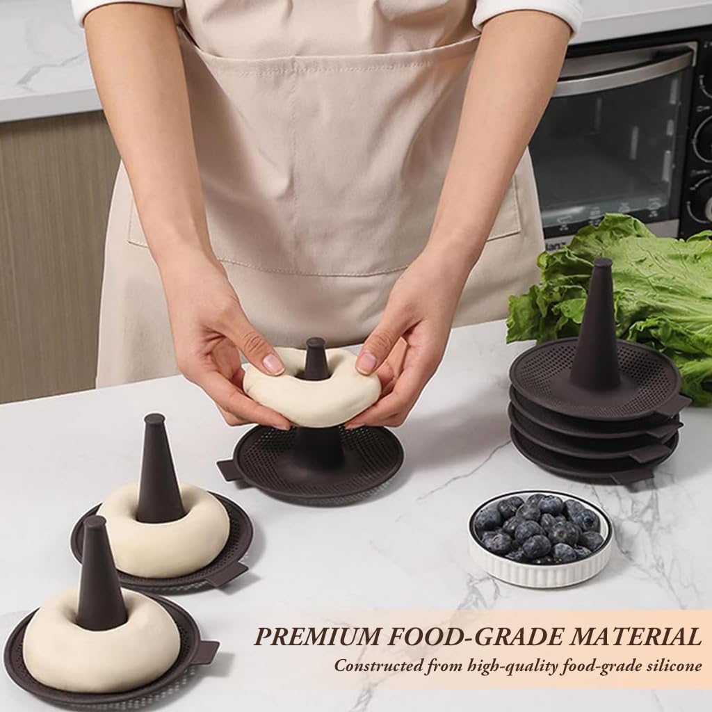 HASTHIP 6PCS Silicone Donut Molds, Brown Baking Mold Set, Pastry Molds for Baking Bagel, Doughnut, Cakes, Mousse Pudding HASTHIP 6PCS Silicone Donut Molds, Brown Baking Mold Set, Pastry Molds for Baking Bagel, Doughnut, Cakes, Mousse Pudding